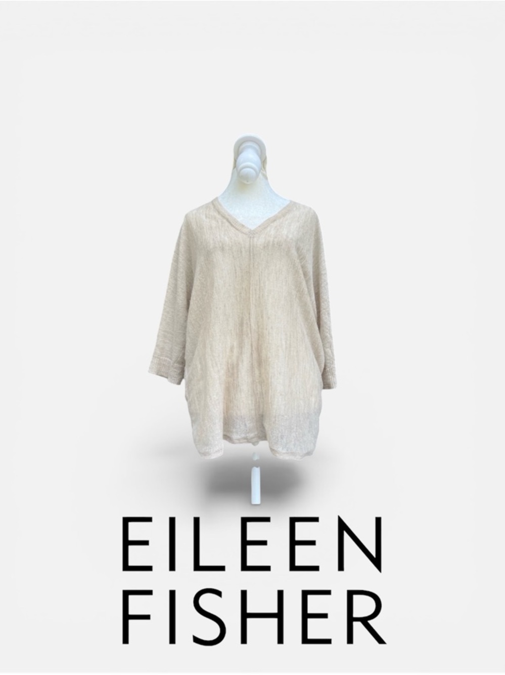 Eileen Fisher Linen V-neck Blouse in Sand Size Small